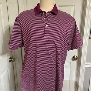 XXL Daniel Cremieux Mens Maroon Pinstriped Polo Shirt